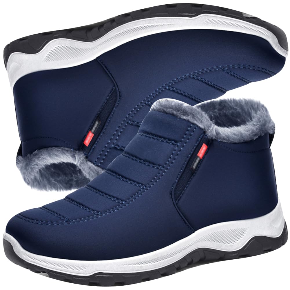 Aocase Men's Blue Extra Extra Wide Trainers Winter Comfy Warm Plush Fleece Shoes For Shoes Arthritis Edema Adjustable Closure Elderly Swollen Feet Shoes,,44/270Mm