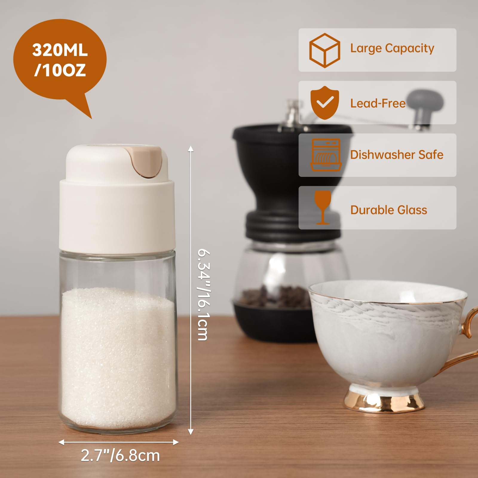 NiHome Sugar Dispenser With Automatic Pouring Switch For Home, Kitchen