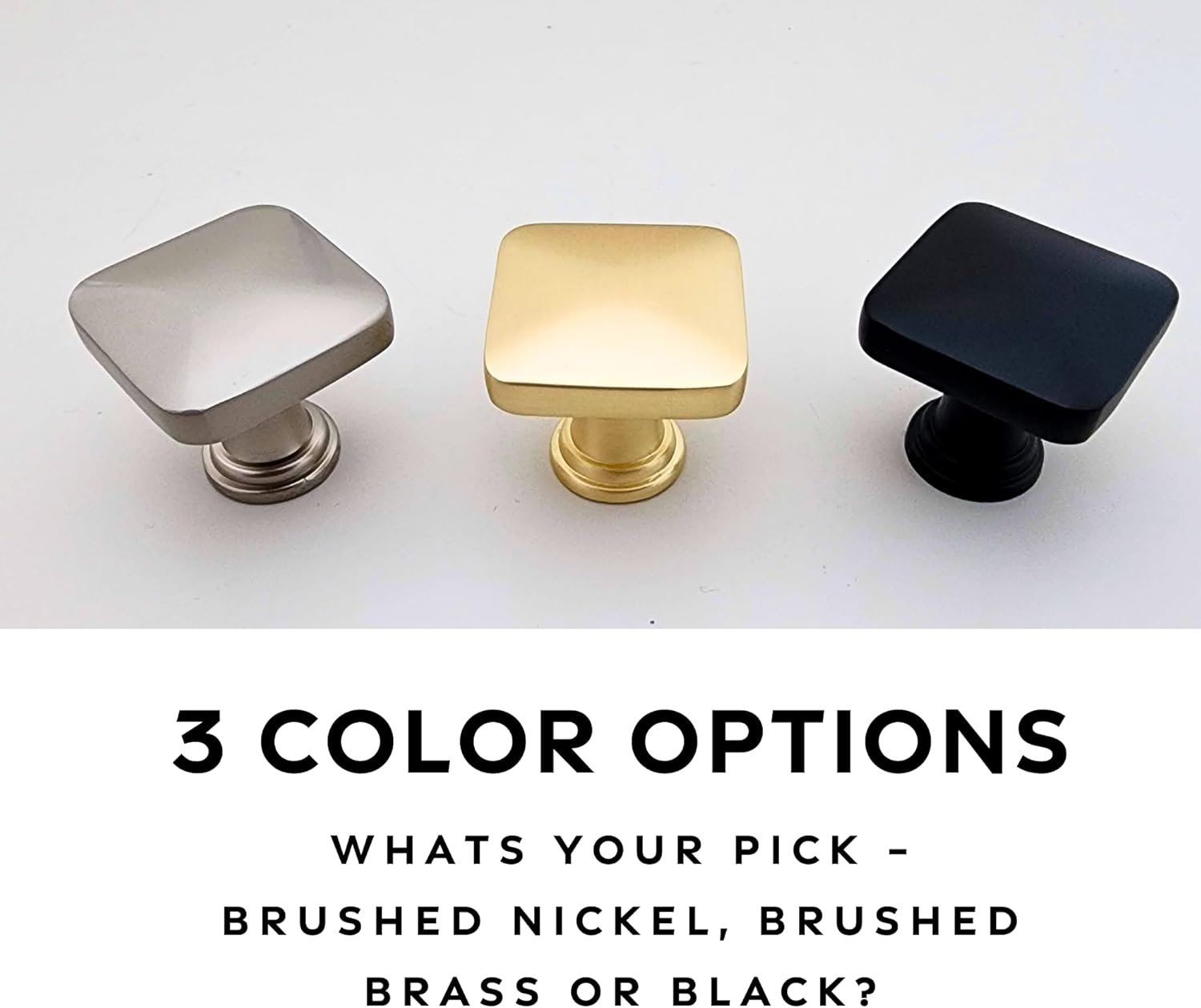 CAYBO 10 Pack Brushed Brass Square Cabinet Knobs 1.13-inch (28.6mm) Diameter for Kitchen Cupboard Bathroom Dresser Cabinet Hardware Zinc Alloy Knobs