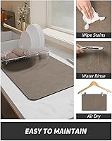 Vista 4 de AMOAMI Alfombrilla de Café Oculta Manchas con Respaldo de Goma Absorbente para Secar Platos para Encimera de Cocina - Marrón, Se Adapta Debajo