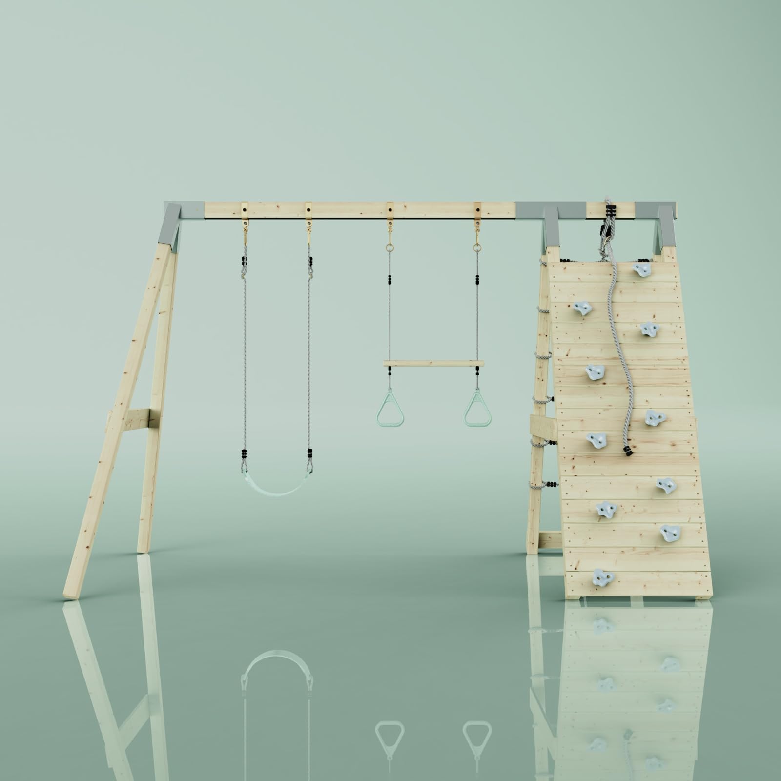PolarPlay Klettergerüst Waschbär aus Holz in Grün