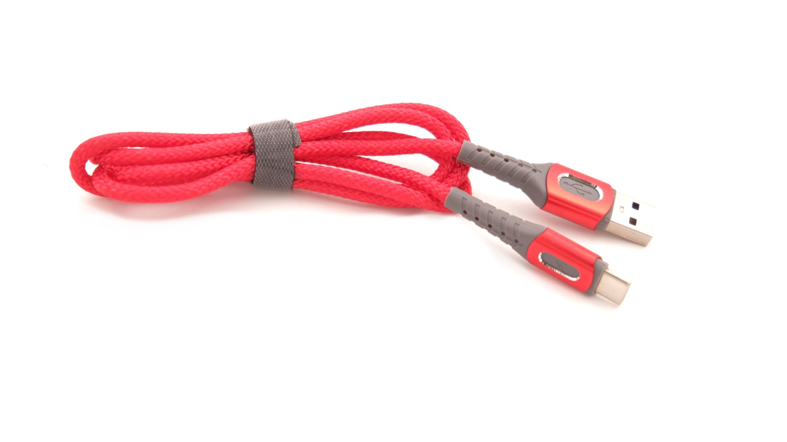 USB-A To Type-C, 5 Amper Şarj Ve Data Veri Kablosu, Örgülü ve Hızlı, Kırmızı, 1 Metre,