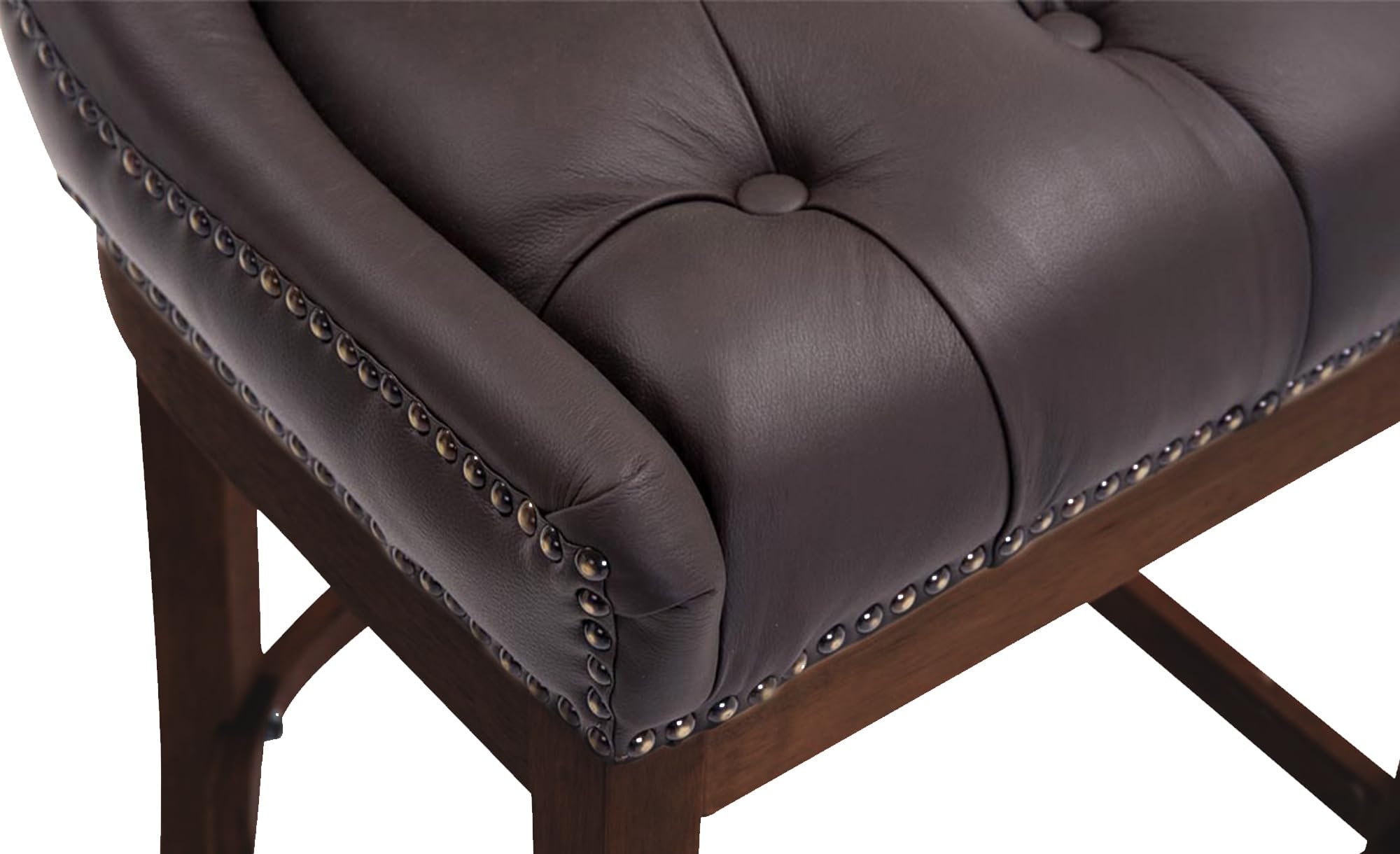 CLP Tabouret De Bar Lakewood Revętement Cuir Véritable I Sičge Bien Rembourré I Chaise Haute avec Pičtement A 4 Pieds Et Repose-Pieds en Bois, Couleur:Marron