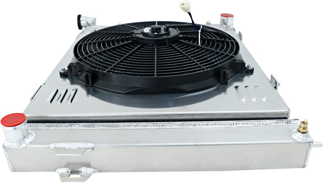 Ful Aluminum Radiator for 1993-1997 Jeep Grand Cherokee 5.2L V8 1995 1996 1994 93 94 95 96 97,3 Row Radiator with Shroud Fan Relay kit