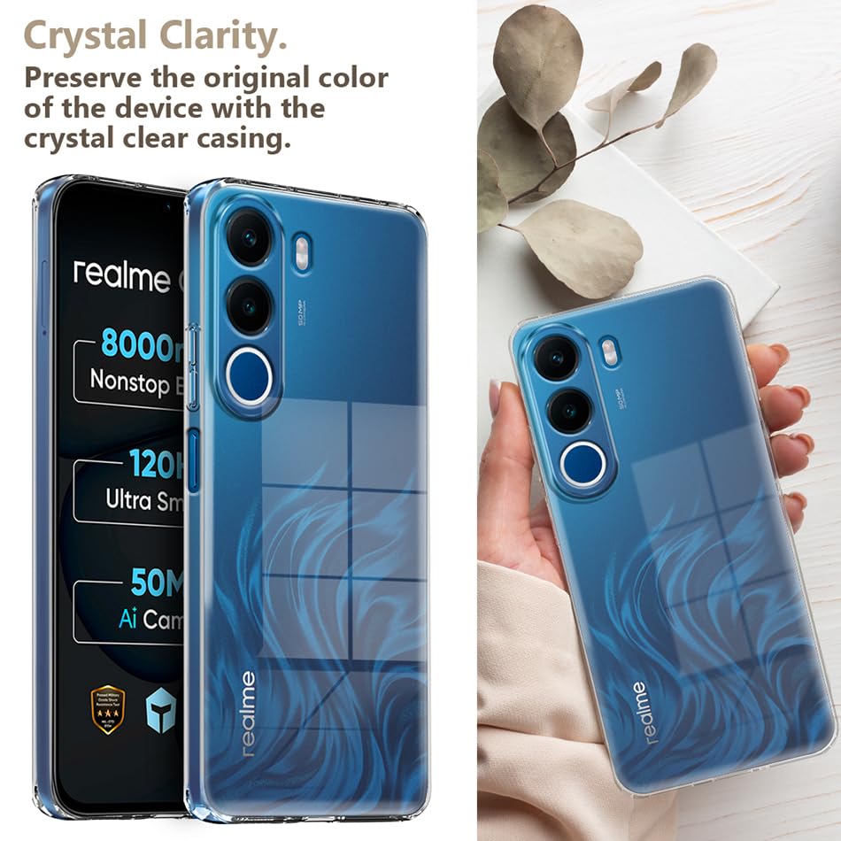 Image of Fashionury Shockproof Crystal Clear Back Case Cover for Realme C100X 5G | Transparent Back Cover | Raised Bumps for Camera & Screen Protection for Realme C100X 5G