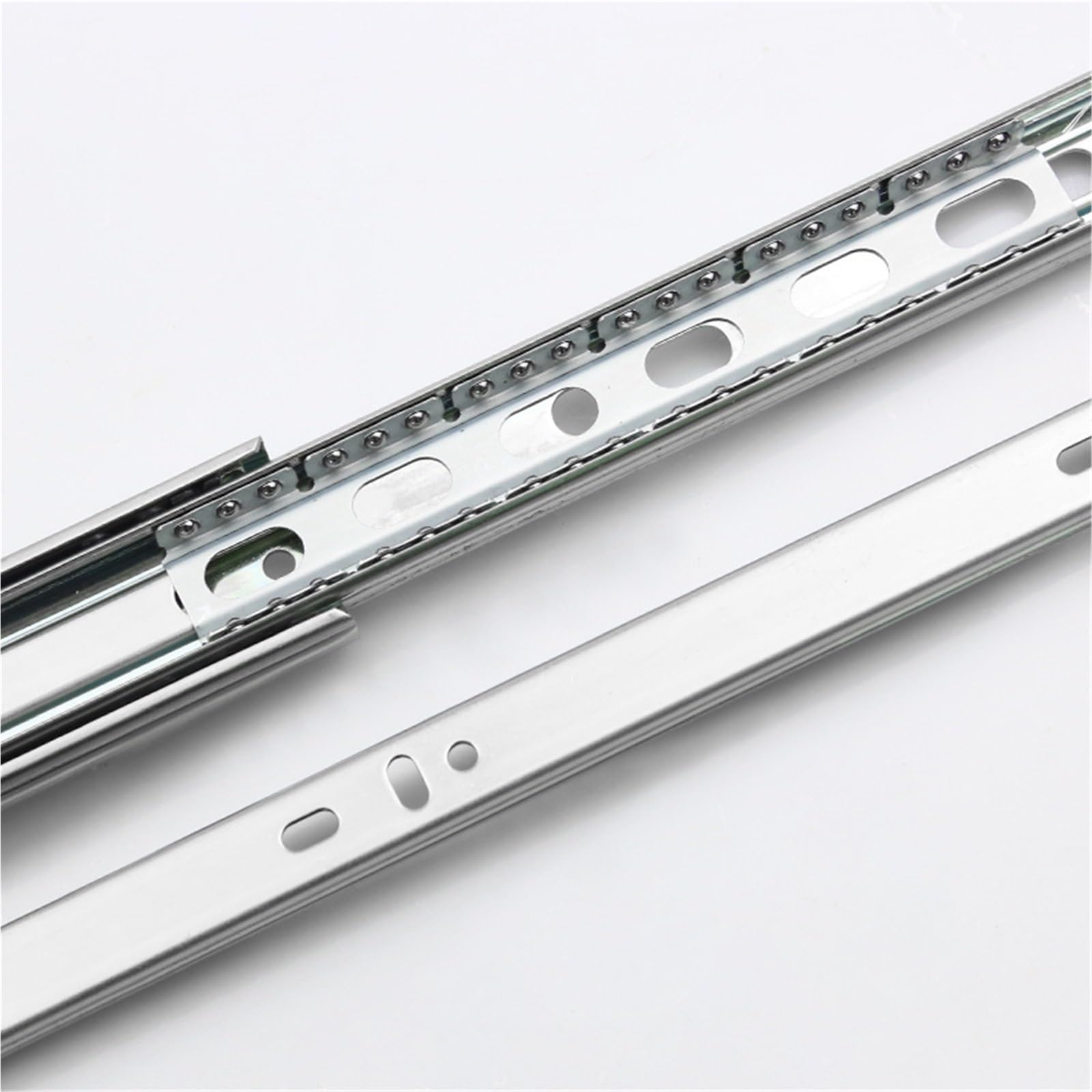 Oumifand 35Dampingwhite18inch 35 Wide Buffer Damping Steel Ball Slide Rail Silent Cabinet Three-Section Drawer 2Pcs(35Dampingwhite18inch)