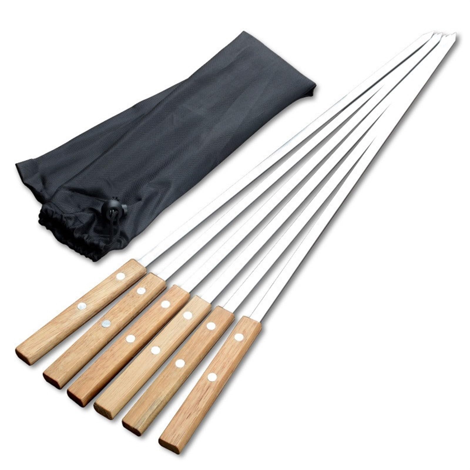 Brochetas de Kebab 57 cm, Mango Largo, for Barbacoa, Tenedor Madera, Acero Inoxidable, for Exteriores(12pcs)