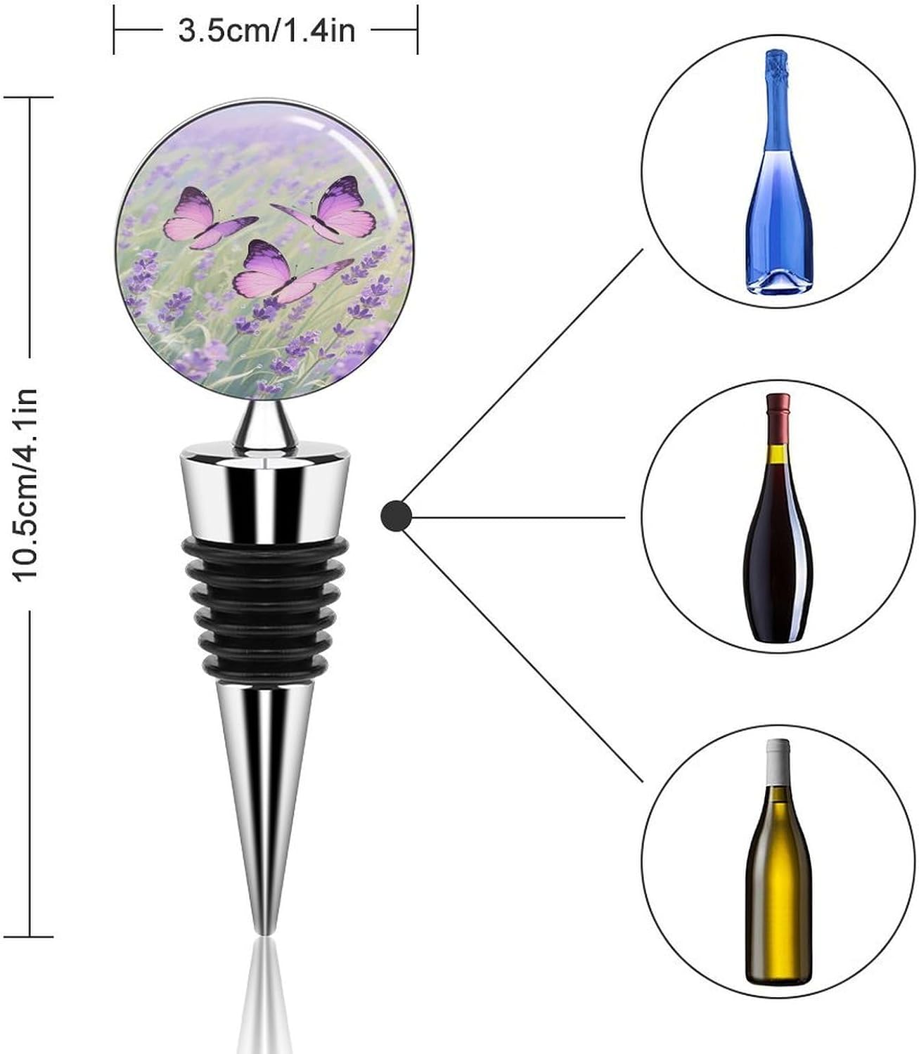 Butterfly Wine Stoppers Personalized Leak Proof Vacuum Bottle Stoppers Metal Bottle Sealer Reusable Seal Stopper Wine Saver for Keep Fresh Wines Lovers
