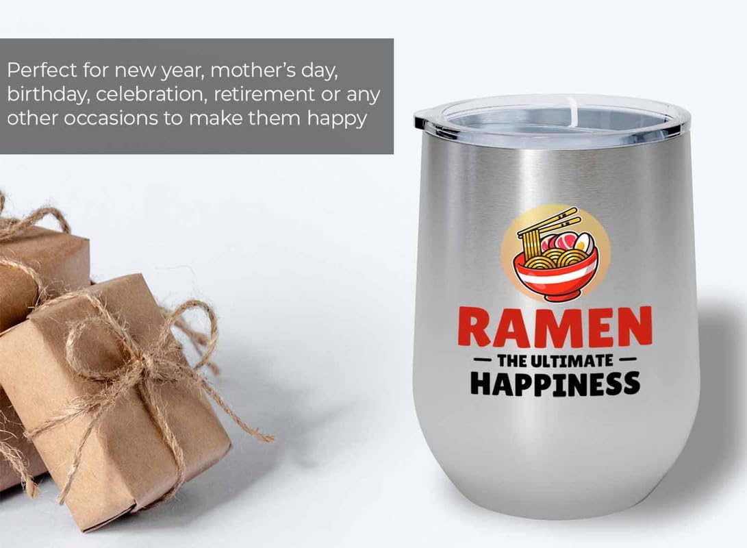 Ramen Lover Silver Edition Wine Tumbler 12oz - The Ultimate Happiness - Food Lovers chicken pumpkin vegan pantry spicy noodles image 5