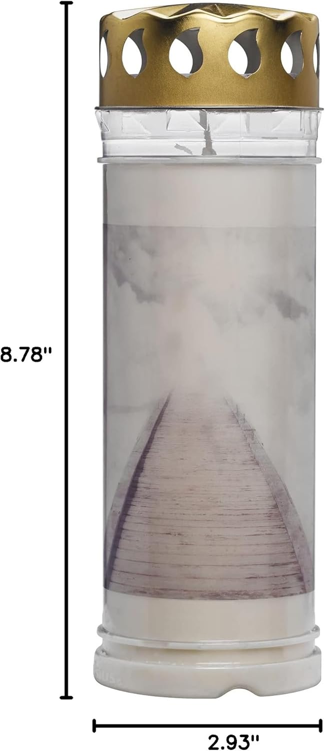 Bolsius Grave Light - White - Pack of 6 - Length Burning Time 168 Hours - Mourning Candle & Memorial Candles - with Motif - Clouds - Unscented - Without Palm Oil - No. 7