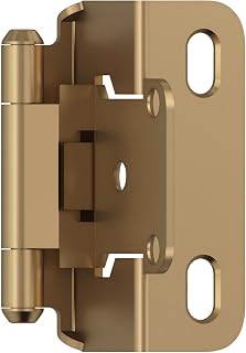 Amerock | Cabinet Hinge | 1/2 in (13 mm) Overlay Self Closing Partial Wrap | Champagne Bronze | Kitchen Cabinet Door Hinge | 1 Pair/Pack | Functional Hardware