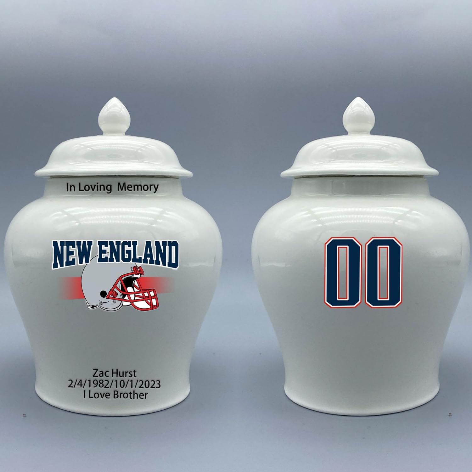 Customize Football Medium Urn.Please Send me The Customization Information - Name/Date and Number on The urn