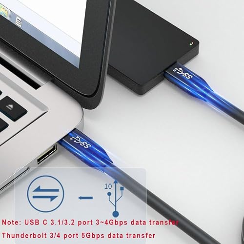 Miniatura 2 de QCEs Cable USB C 3.1 Gen 2 de 15 pies, Cable USB C a C 100W Carga PD Video 4K, Datos 5Gbps para Puerto Thunderbolt 34 Compatible con MacBook ProAir,
