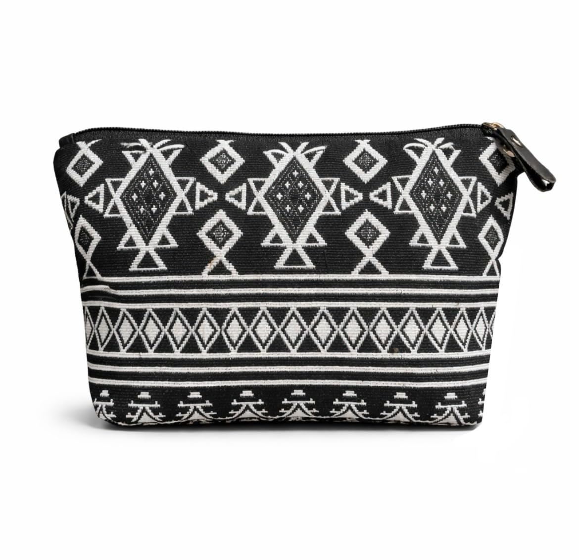 Makeup Pouch with Geometric Tribal Pattern, Black and White Cosmetic Bag with Zipper, 24x13x4 cm Travel Organizer - Review, Price and Buying Guide
