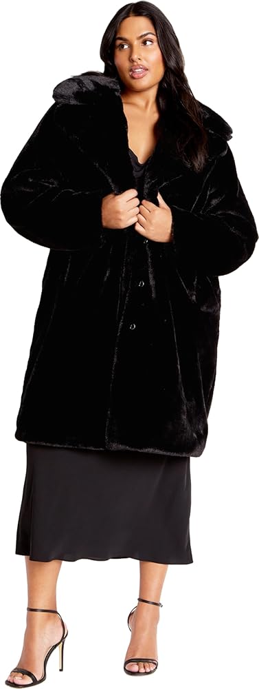 Amazon.com: City Chic Women's Plus Size Remi Faux Fur Coat, 12