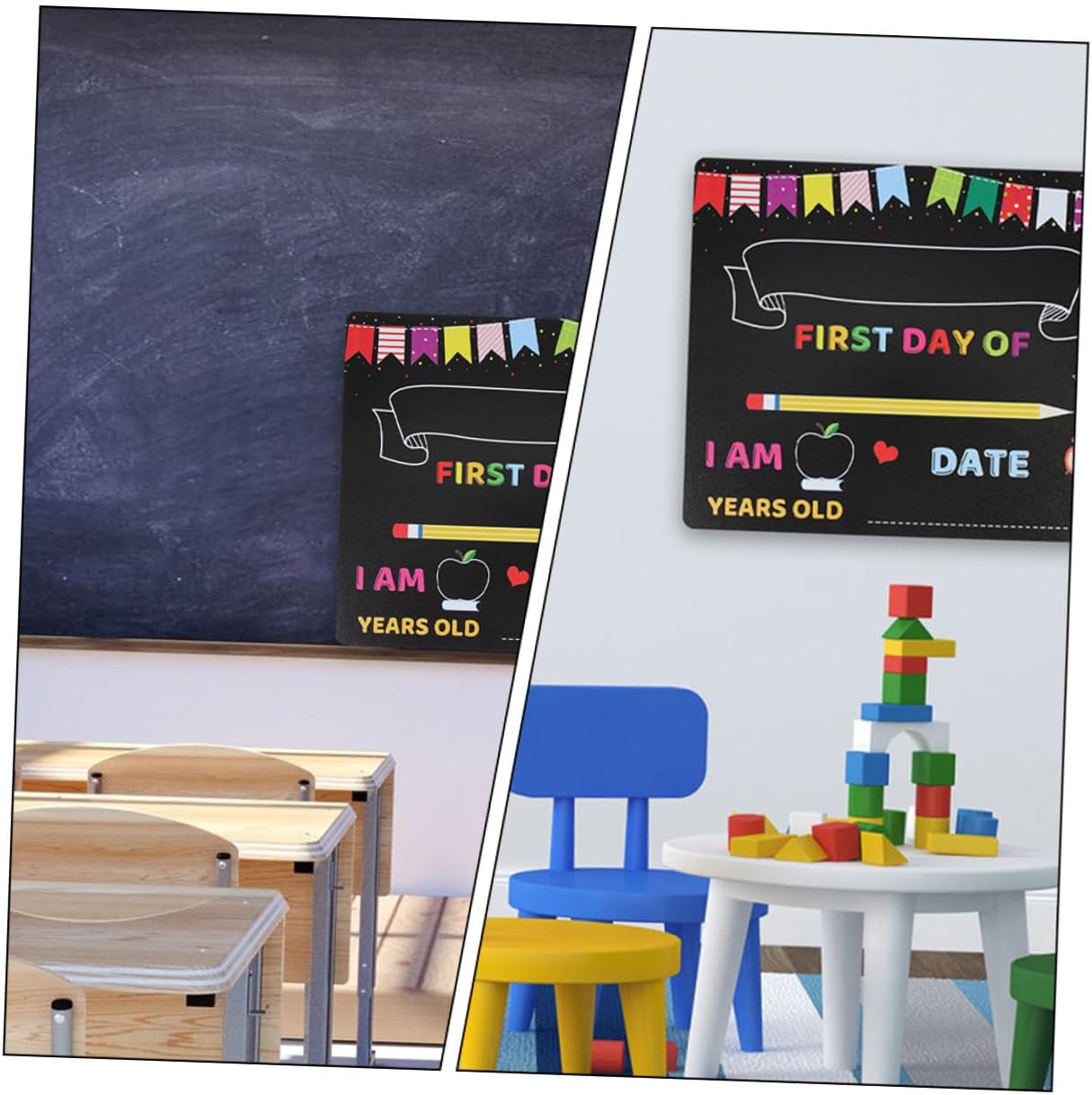 UPKOCH 2pcs Durable Plastic Chalkboard Writing Board for Preschool and Elementary, Erasable PVC Message Sign for Classroom Decor and First Day of School