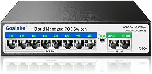 Conmutador PoE de 10 puertos (8 puertos PoE a 120 W de alimentación incorporada, 2 enlace ascendente) con función de extensión, conmutador Ethernet