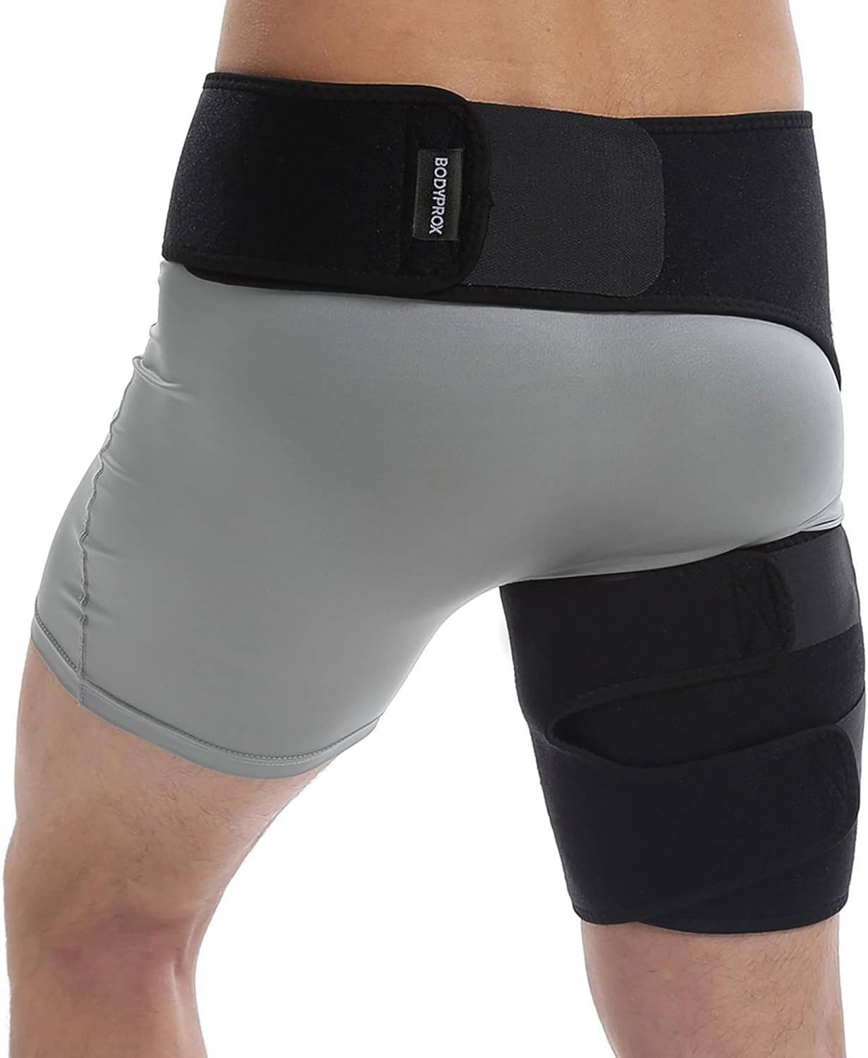 Avenn Ortho Sciatica Pain Relief Hip Brace, Compression Groin Support Wrap for Men and Women, Thigh Hamstring Sleeve, Black