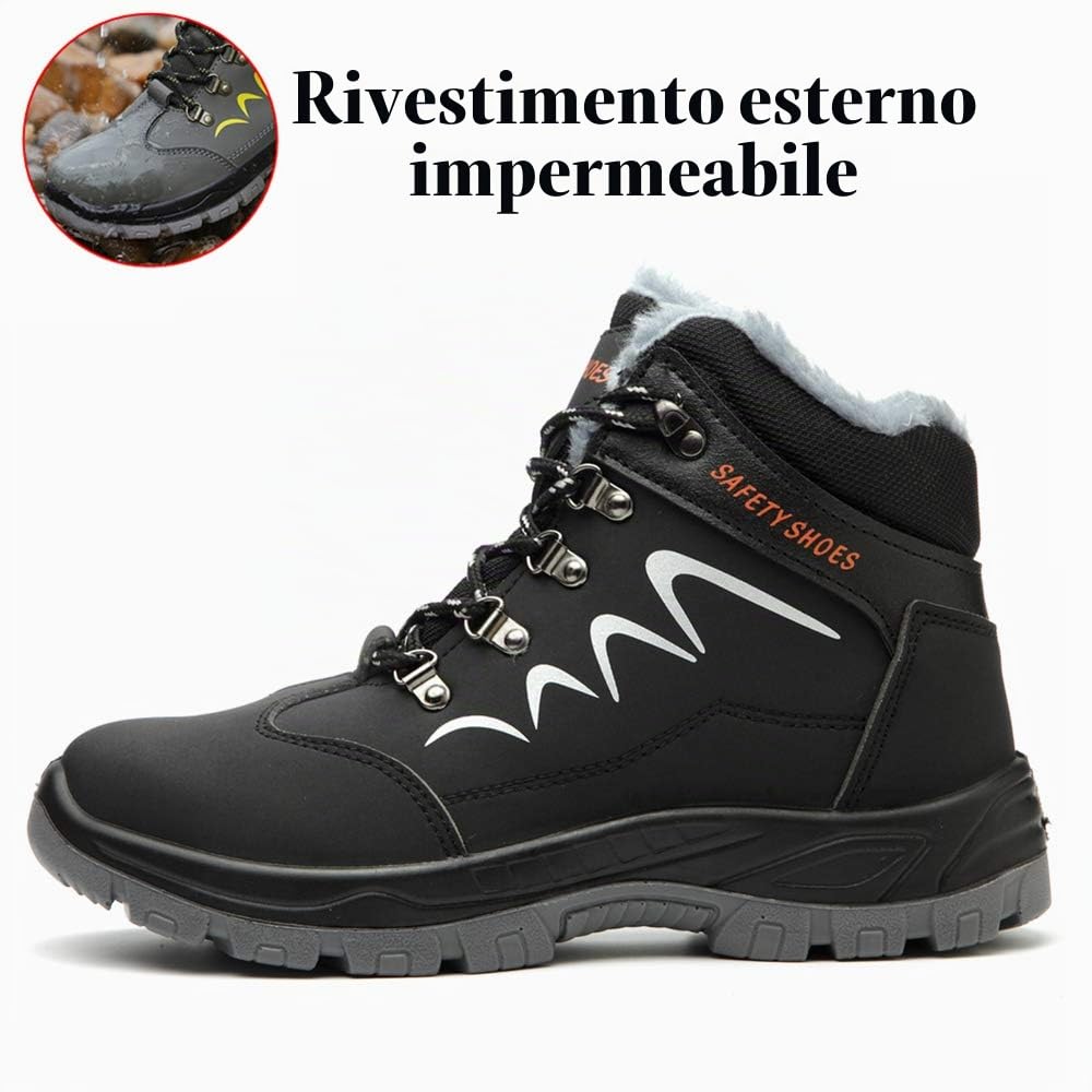 Scarpe Antinfortunistiche Invernali Leggere Uomo Donna Impermeabili Scarpe da Lavoro con Punta in Acciaio, con Calda Imbottitura, Stivali Sicurezza