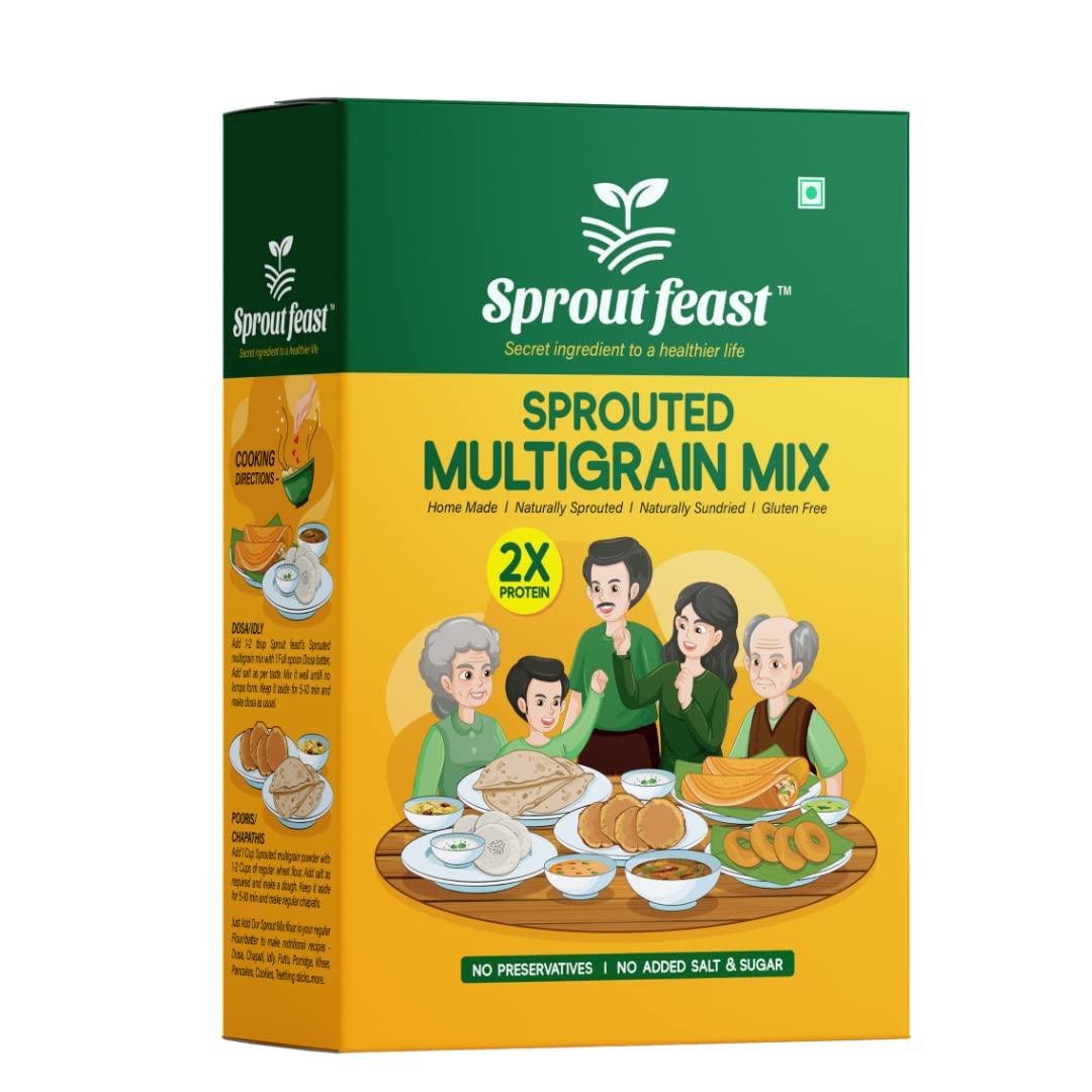 Sprout Feast Sprouted Multigrain Add on Mix Flour| Naturally Dried Sprouted Millets & Pulses | Gluten Free I Mix with Dosa, Idly, Roti any Flour or Batter| Suitable For All| 100% Homemade 500gms (B0B5V2GWFX) Amazon Price History, Amazon Price Tracker