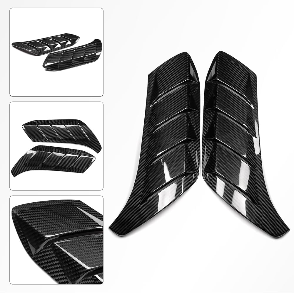Jogon DRY Carbon Fiber Front Fender Side Vents Trim for Ford Bronco Raptor 2021 2022 2023 2024 2025, Side Air Flow Fender Cover (Glossy CF)