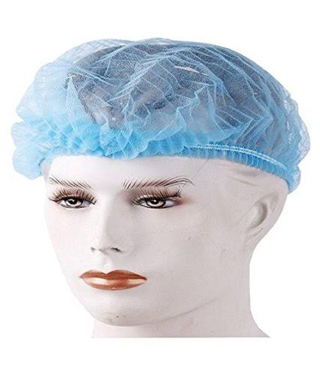 Karki Fusion Disposable bouffant Surgical Cooking Non Woven Head Caps (Blue) (Pack of 100)
