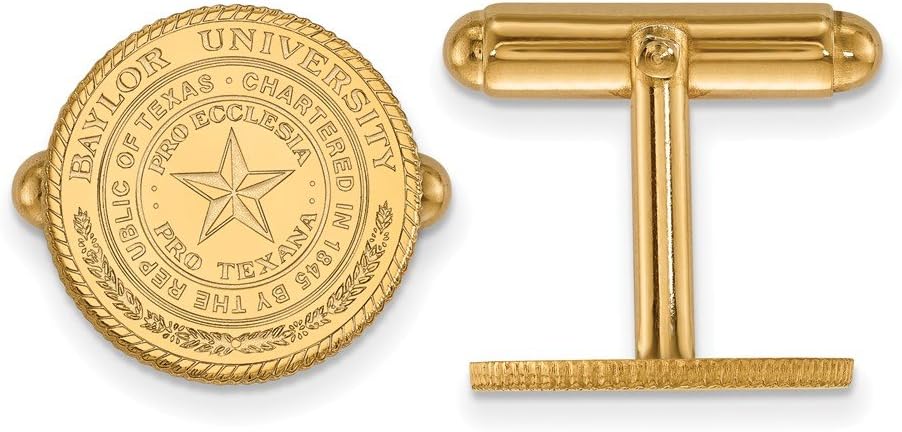 Sterling Silver w/GP LogoArt Baylor University Crest Cuff Link, Sterling Silver