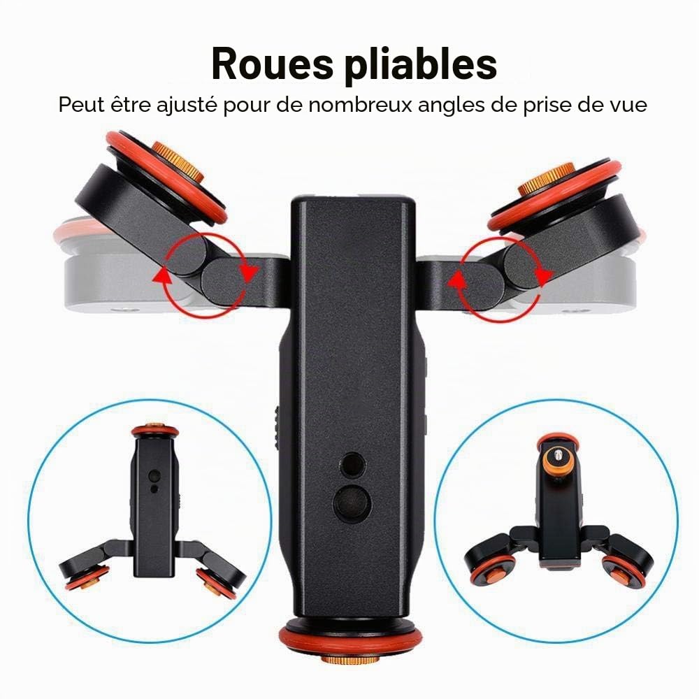 Yelangu Chariot de Photographie électrique motorisé avec télécommande sans Fil, 3 Vitesses, Rotation à 360 degrés pour Appareil Photo Reflex numérique, caméscope, Smartphone, GoPro