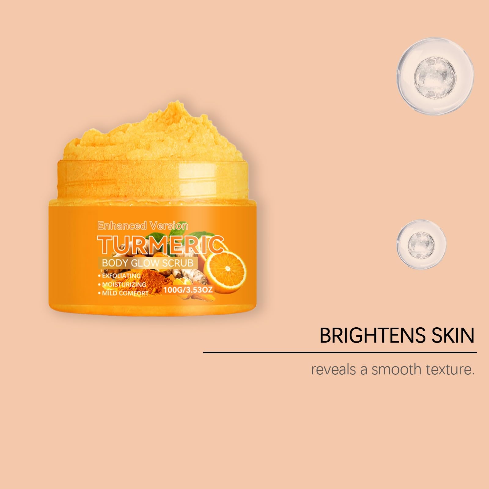 Exfoliante corporal de cúrcuma con vitamina C, exfoliante nutritivo (6 unidades) | Exfoliante corporal para piel áspera y seca, exfolia suavemente el cuerpo, manos y pies para pieles más suaves