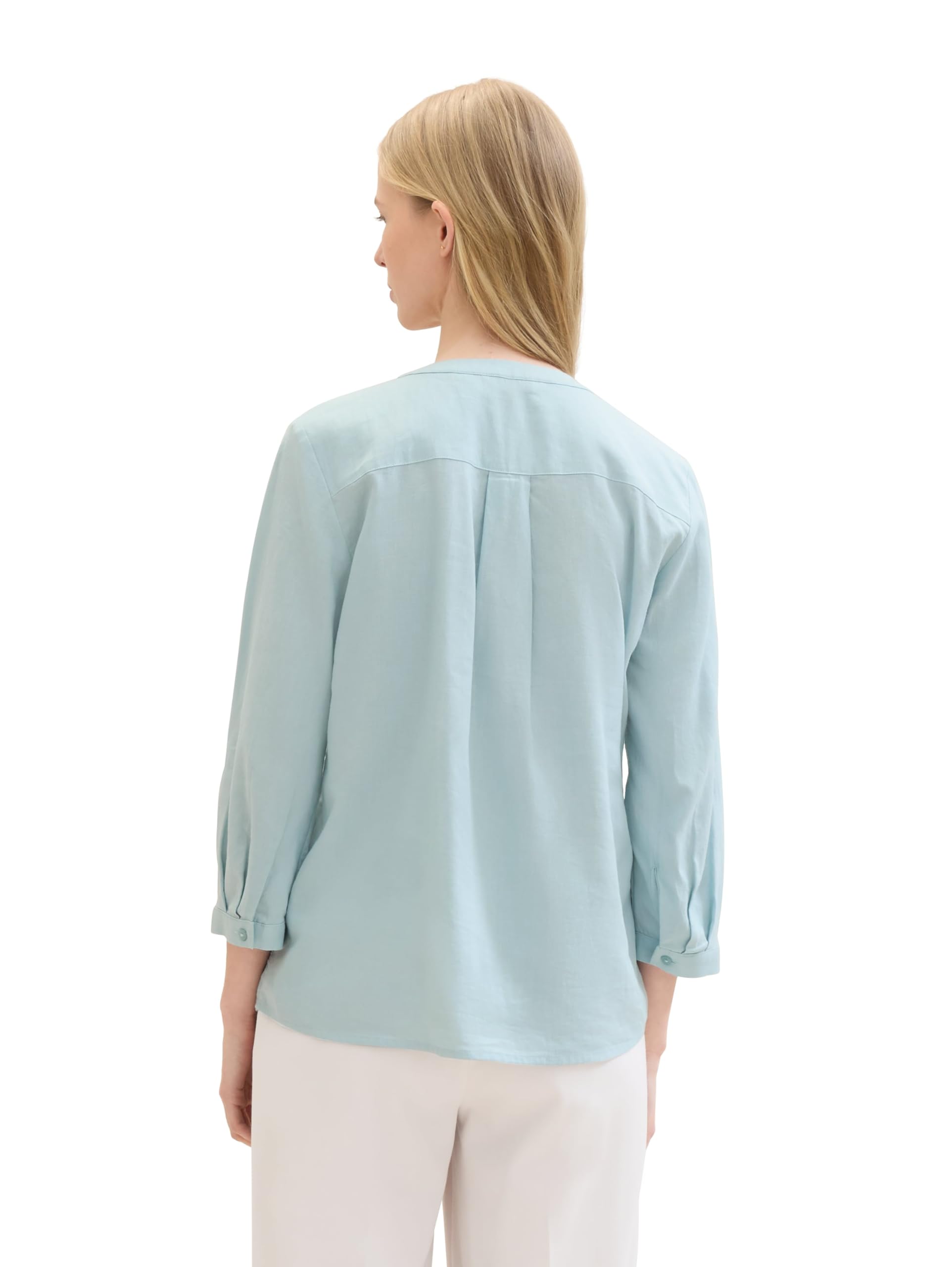 TOM TAILOR Camicetta di Lino Basic con Tasche sul Petto Donna