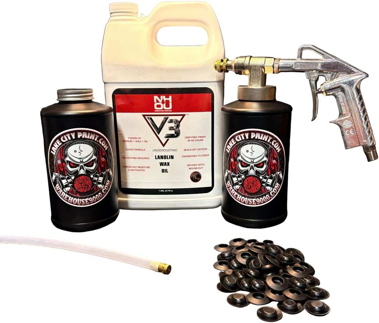 NHOU V3 Clear Pro Undercoating Gun – 360* Wand Kit (2 B Quart Bottles)