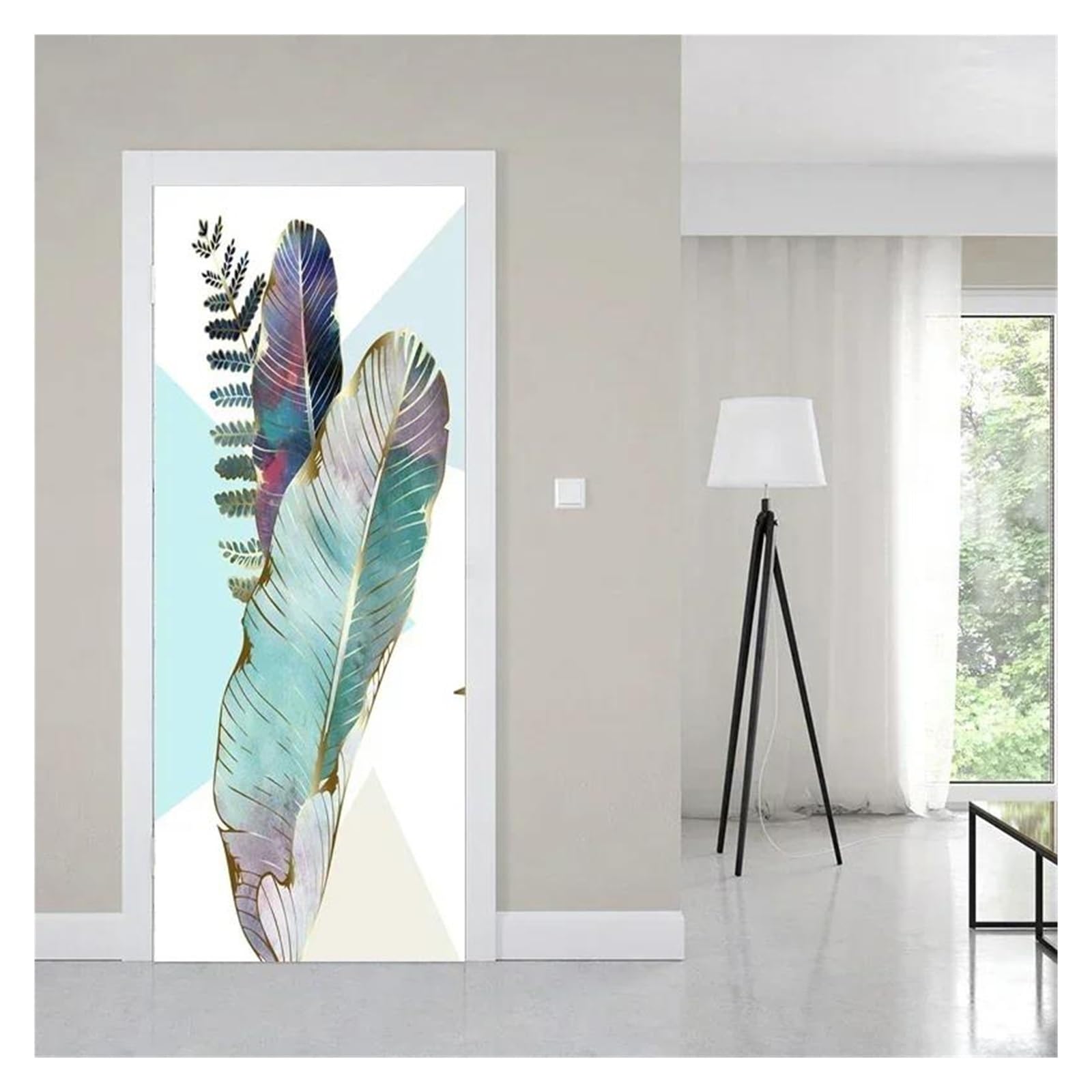 Sticker de porte paysage quatre saisons F 40x120cm, papier peint auto-adhésif amovible