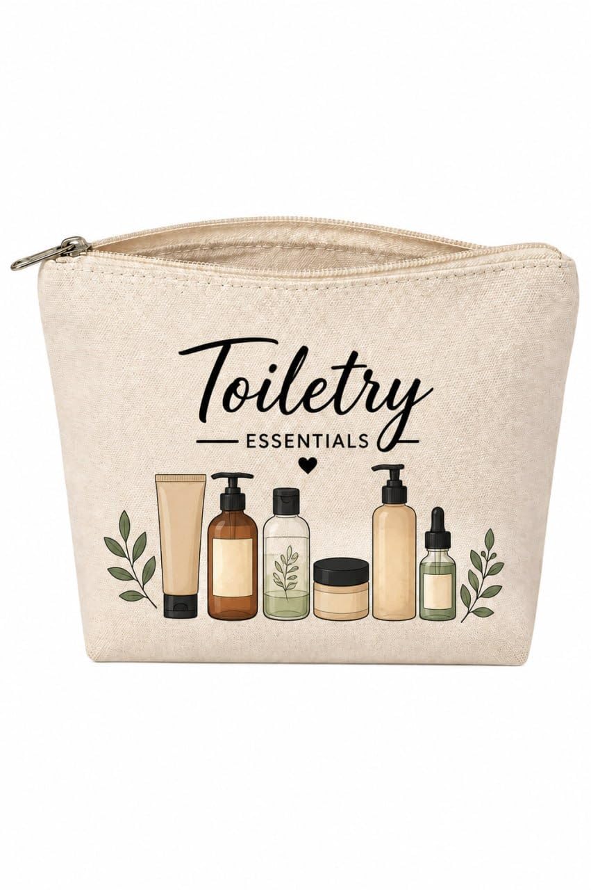 Premium Canvas Toiletry Organizer Pouch for Women & Girls Multipurpose Travel Cosmetic Makeup Storage Bag Zip Closure Vanity Organizer for Toiletries, Skincare & Daily Essentials-image-26