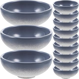 Toyvian 12pcs Miniature Dollhouse Tableware Set, Realistic Gray Cups, Mini Round Decorative Bowls, Mini Simulated Cups Dishes Bowls Set for Dollhouse Decoration, Scene Display