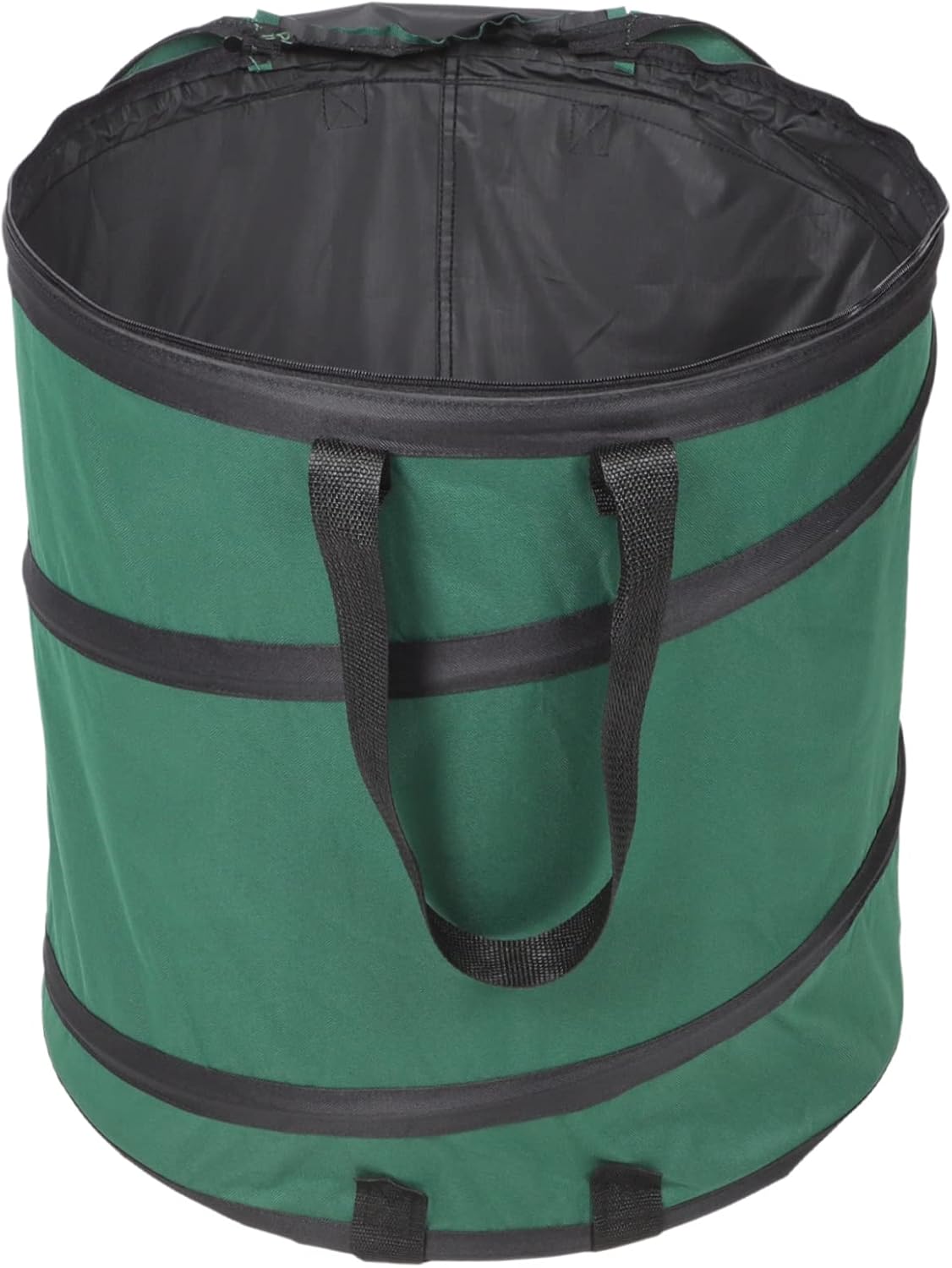 Collapsible Leaf Storage Bag with Handles Durable Oxford Waste Collector Lidded Gardening Pouch for Leaves Debris and Garden Refuse Green and Black