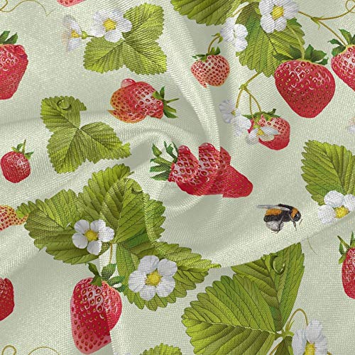 Red Strawberry Printed Round Tablecloth Washable Polyester Lace Trim,Spring Vibrant Fruits 60 Inch Kitchen Circle Table Cloth Cover Mat For Party Dinning Tabletop Wedding Home Decor #TOP3