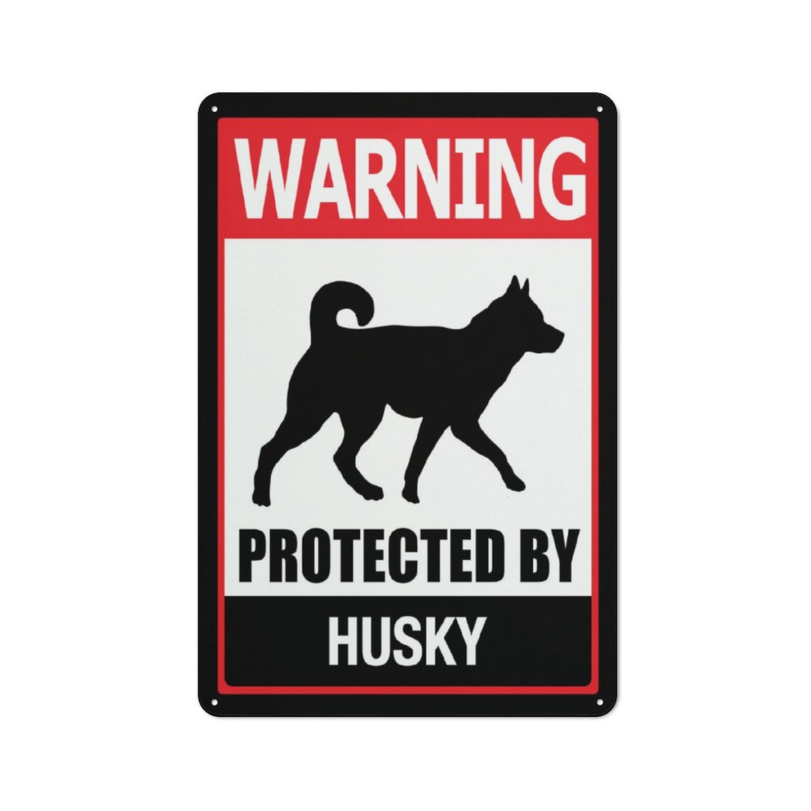 Warning Protected By Husky Sign Outdoor Metal Sign - 12 X 8 Metal Signs For Business, Workplace, Office, Home, Delivery Signs, Road Signs, Garden Signs