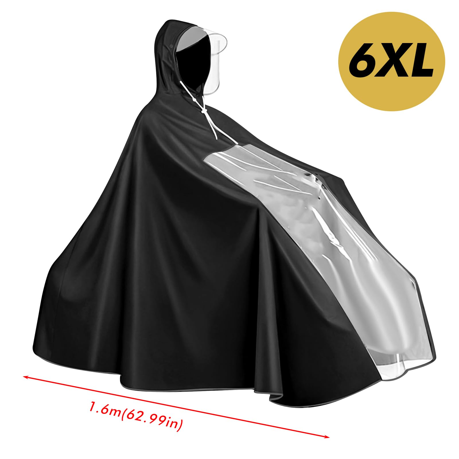 Poncho Pioggia per Bicicletta - Impermeabile Leggero in PVC Riutilizzabile, Copertura Completa con Cappuccio - Ideale per Bici, Mountain Bike ed E-Bike (Compatto, Traspirante)