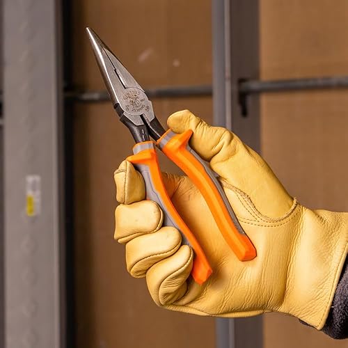 Miniatura 2 de Klein Tools 2038RINS Alicates fabricados en EE. UU., Alicates de corte lateral de punta larga con aislamiento para electricista, clasificación de