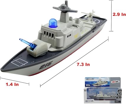 Diecast Warship Toy, Destroyer, Light and Sound, Pull-Back, Age 3+