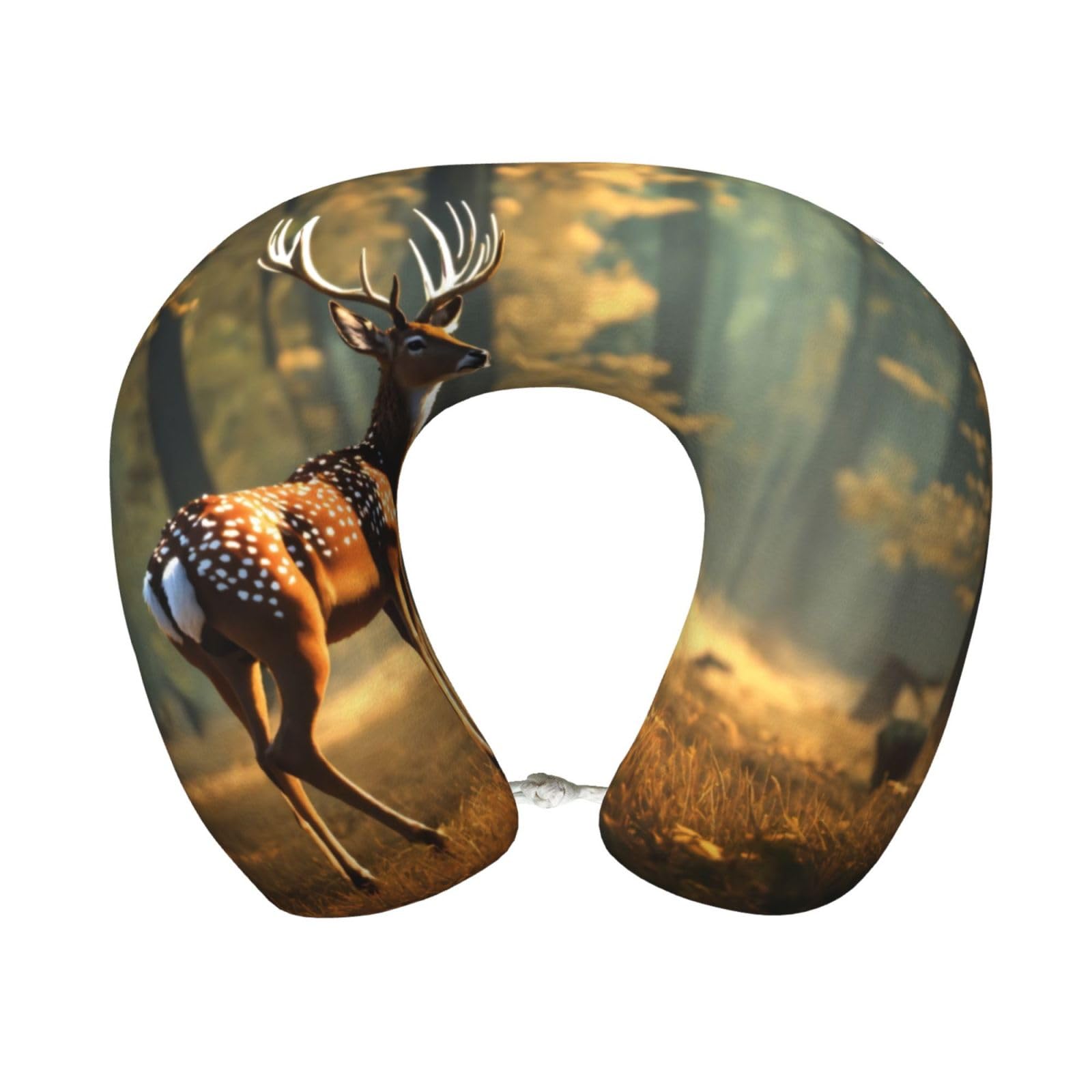 peiyeety Deer Print Custom U-Shaped Pillow,Memory Foam Cervical Neck Travel Pillow,for Home,Camping,Travelling