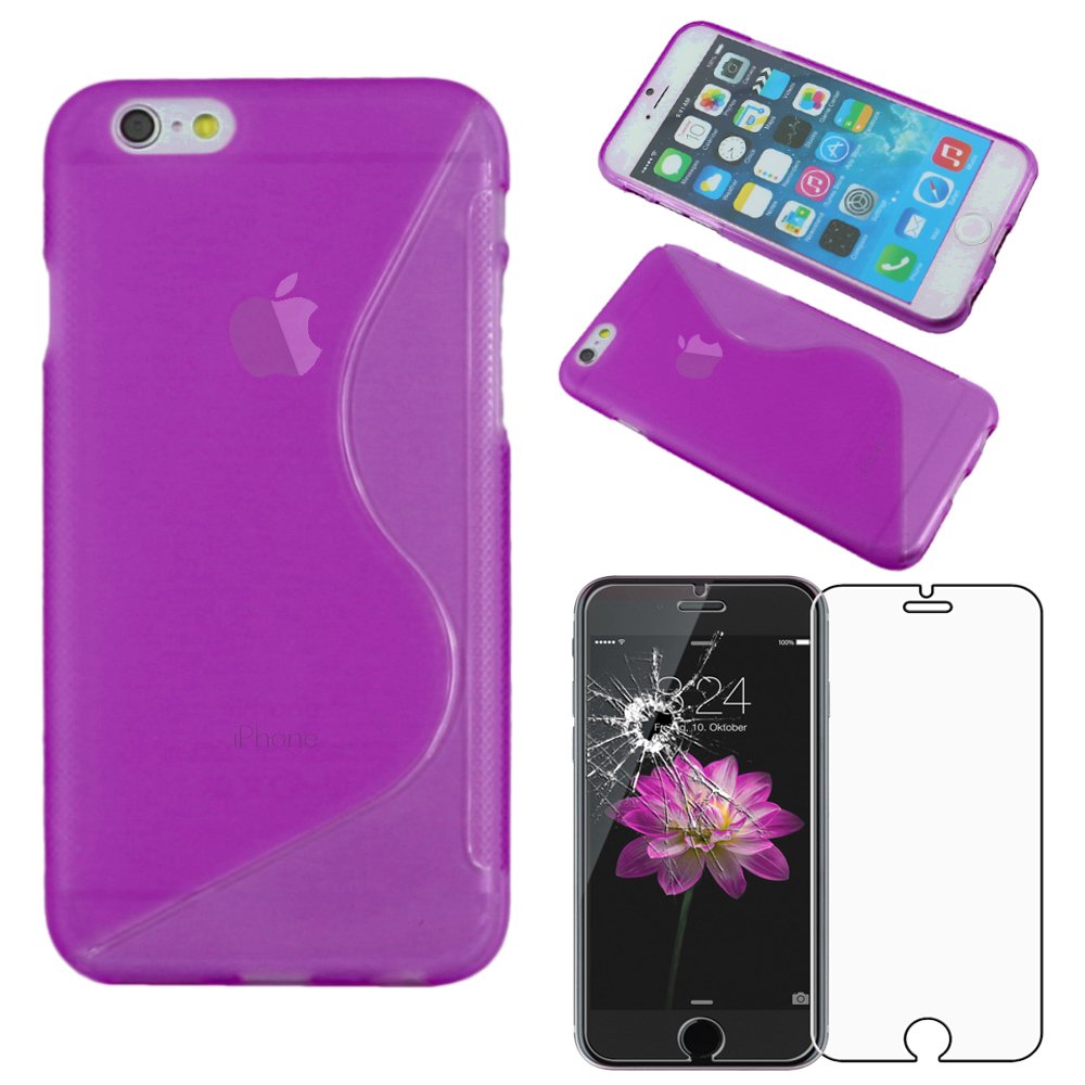 EbestStar Cover In Silicone Similpelle Per IPhone 6 Plus/6S Plus (5.5") - Morbida E Sottile Con Protezione Antiurto + Vetro Temperato Incluso (Nero) - 5
