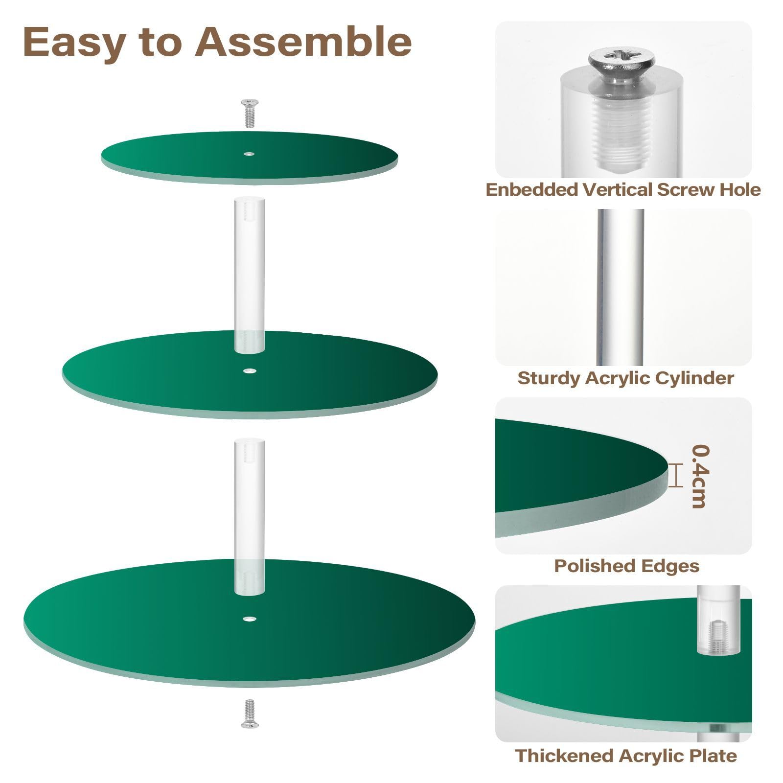 Zathe Green Gradient Design Transparent Circular Tray Waterproof Three-Layer Display Trays Kitchen