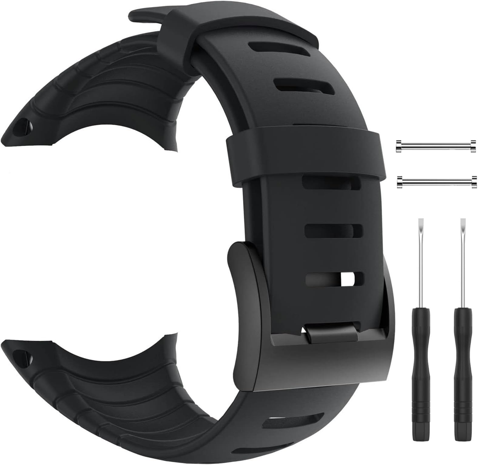 (black) - Suunto Core Strap, Rubber Replacement Watch Band for Suunto Core SS014993000