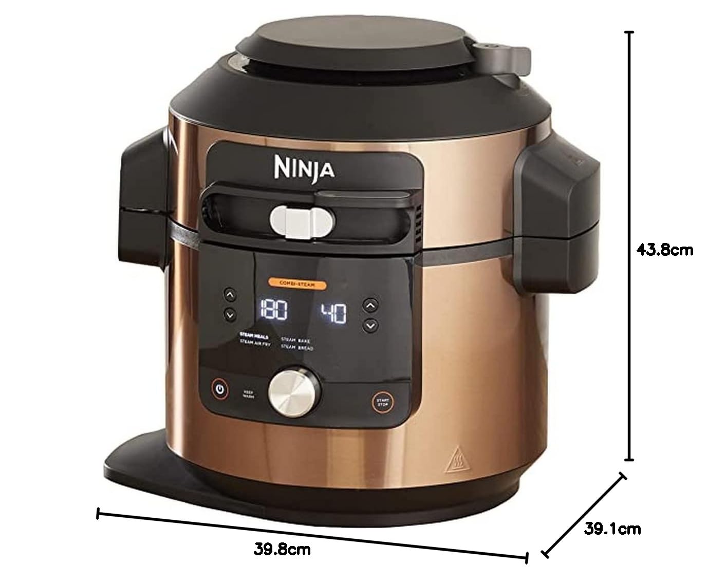 Ninja Foodi MAX Multikocher mit SmartLid, 7,5L, 12-in-1 Multicooker, Pressure Cooker Schnellkochen, Air fryer Heißluftfrittieren, Slow Cooker Langsamkochen, Kupfer/Schwarz, Amazon Exklusiv, OL650EUCP