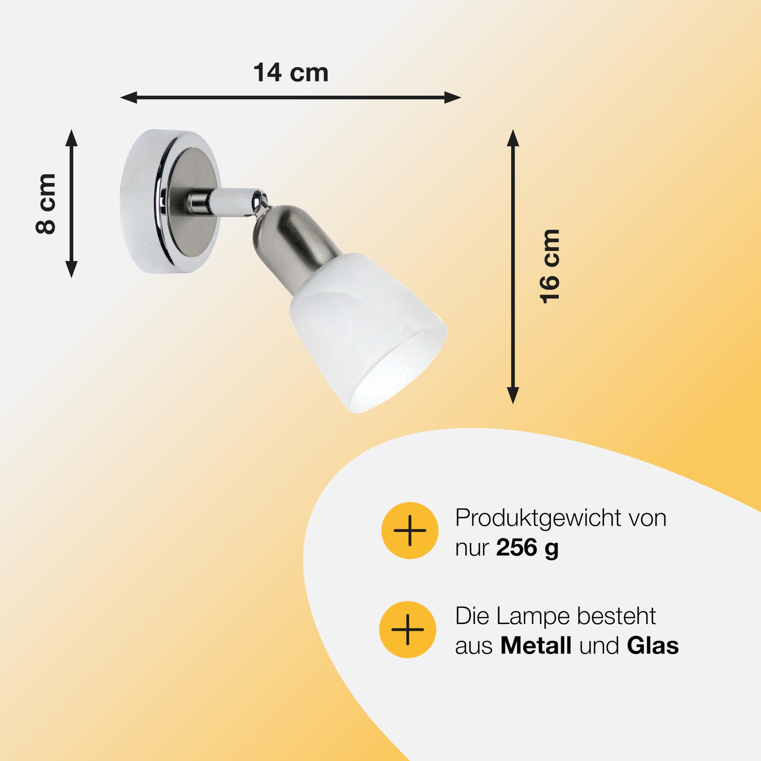 BRILLIANT lámpara Sofia aplique de pared hierro/cromo | 1x D45, E14, 40W, adecuado para lámparas de caída (no incluidas) | Escala A ++ a E | Cabeza giratoria