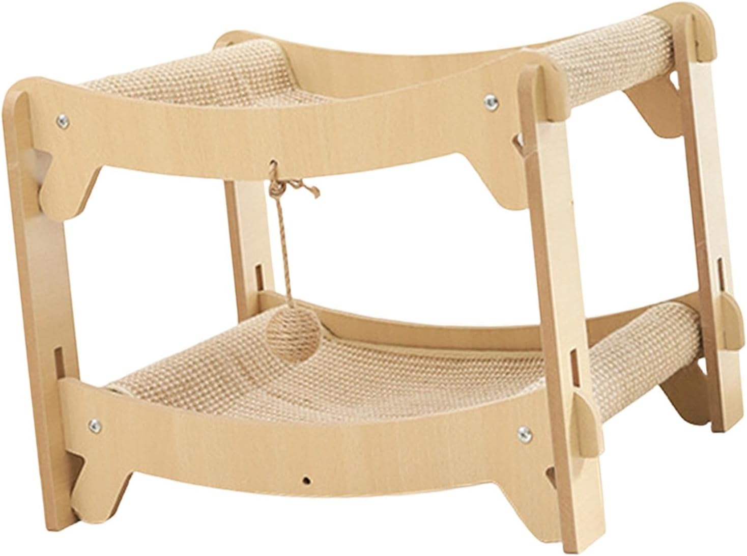 Cat Scratcher Bed Ornament Resting Sturdy Furniture Protection Modern Cartoon Indoor Cats Kitten Supplies Wood Accessory, Double Tier