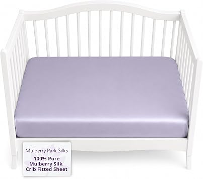 100% Mulberry Silk 19 Momme Fitted Crib Sheet - Baby & Kids Bedding -Purple