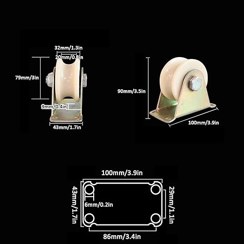 Miniatura 2 de Juego de 4 ruedas de riel en U de alta resistencia, rueda con ranura en U, ruedas de nailon resistente, polea de puerta corredera, para pista