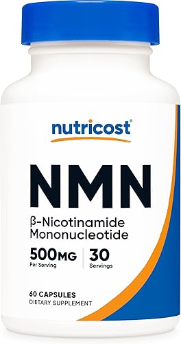 Nutricost NMN (mononucleótido de nicotinamida) 500 mg, 60 cápsulas, apto para vegetarianos, 30 porciones, sin gluten, sin OMG